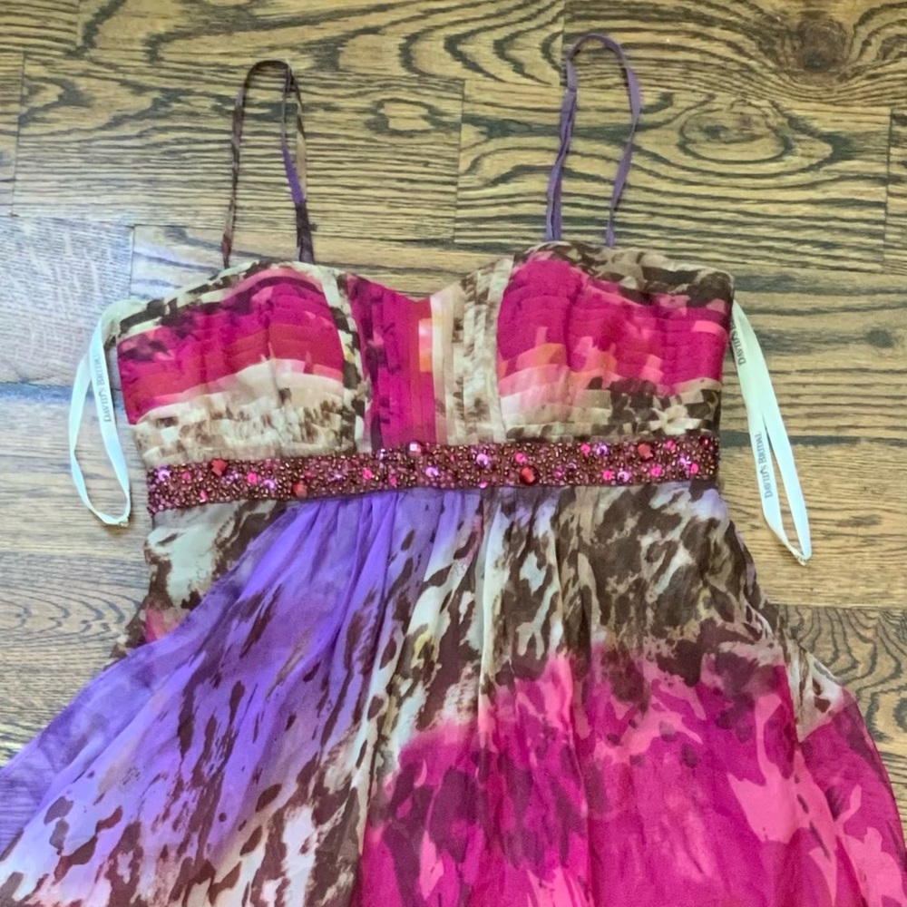 David’s Bridal printed maxi gown